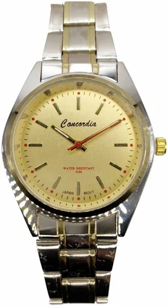 SAXO Srebrno-złoty modny męski zegarek z bransoletą Concordia CDDA28