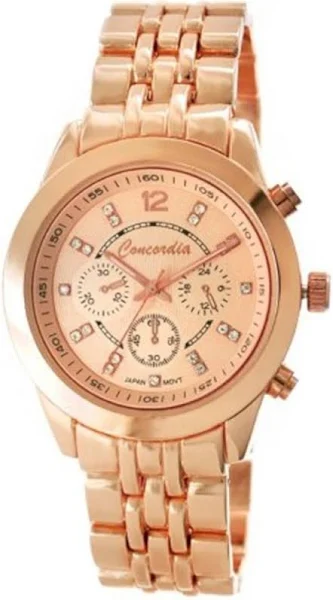 SAXO Różowozłoty modny damski zegarek z bransoletą Concordia CDBA36