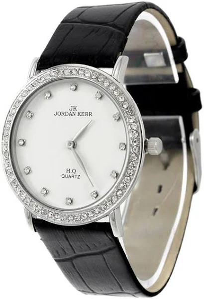 Damski Zegarek Jordan Kerr Na Czarnym Skórzanym Pasku