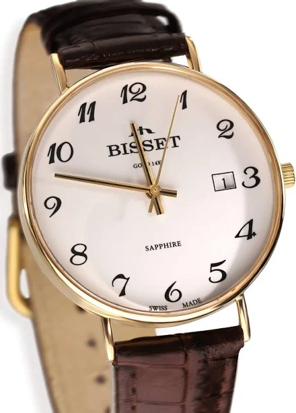 Zegarek złoty na skórzanym pasku