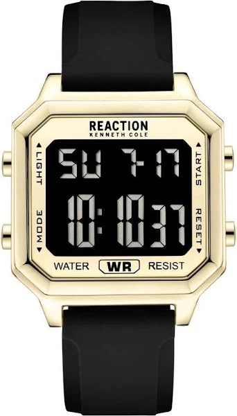 Kenneth Cole Reaction Unisex Zegarek Retro Cyfrowa Tarcza Czarny Pasek