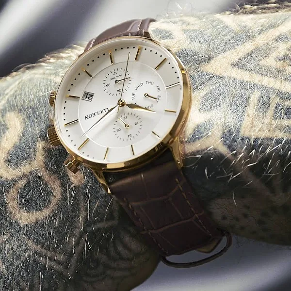 Lucleon Stalowy zegarek z podwójną strefą czasową Laurens Ternion