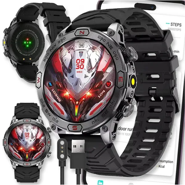 Smartwatch zegarek watch amoled 5 atm SP02 męski smart rozmowy sport opaska kc86