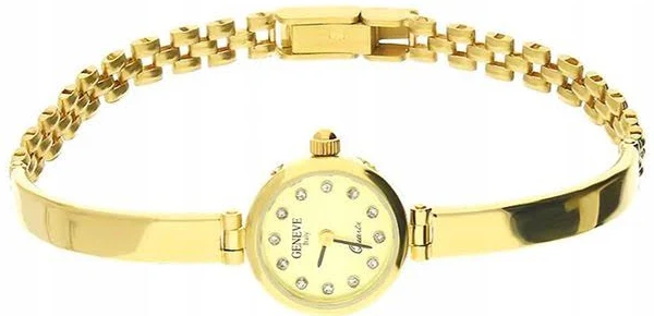 Złoty damski zegarek 585 z okrągłą tarczą półsztywny 13 g na prezent 14k