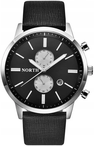 Zegarek męski North analogowy pasek skóra czarny datownik