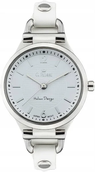 Zegarek G.Rossi na skórzanym pasku kolor biały jasna tarcza