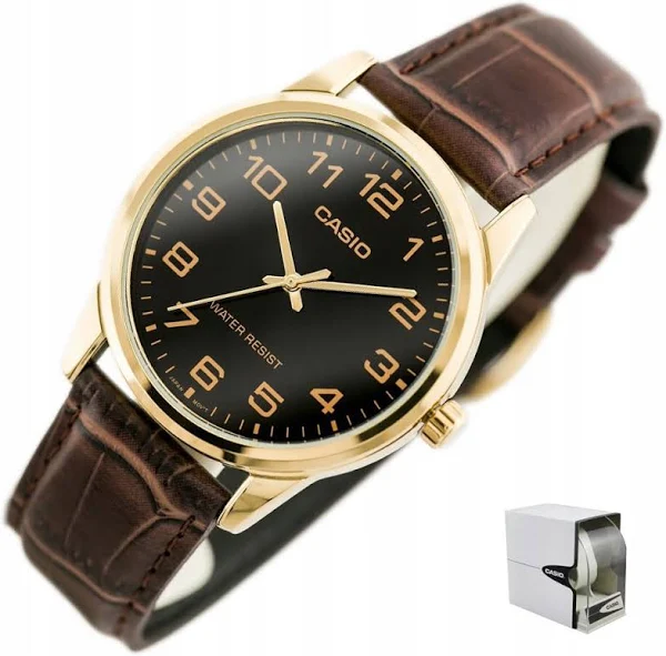 Zegarek Męski Casio Apollo +box +grawer skórzany cyfry czarny klasyczny