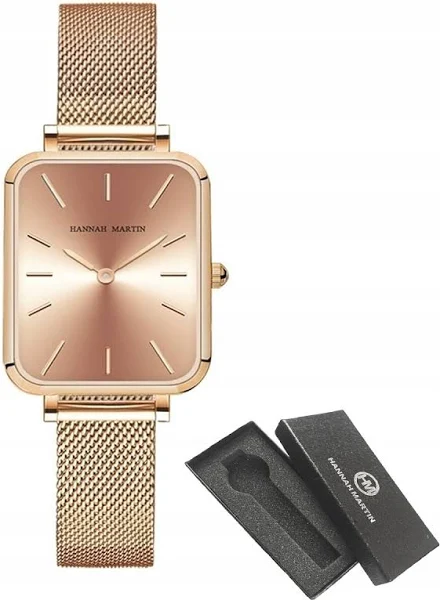 Zegarek Damski Hannah Martin Na Bransolecie Mesh Rose Gold