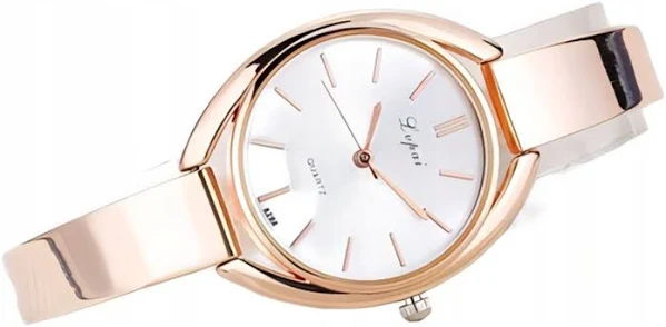 Zegarek DAMSKI BRANSOLETA Metalowy WYGODNY KLASYCZNY Złoto-Biały