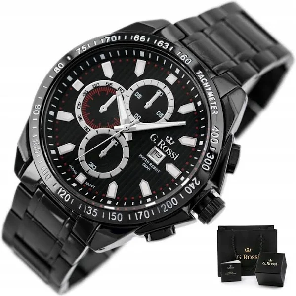 Zegarek Męski G. Rossi Viper +box +grawer datownik bransoleta srebrny