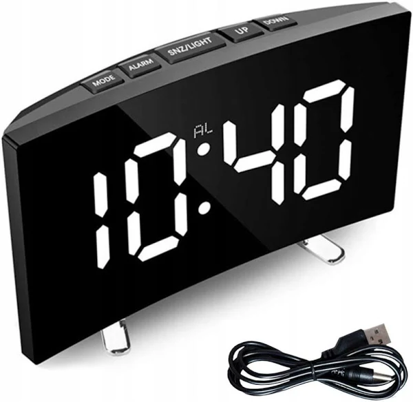 Budzik Zegar Wyświetlacz LED Elektroniczny Cyfrowy