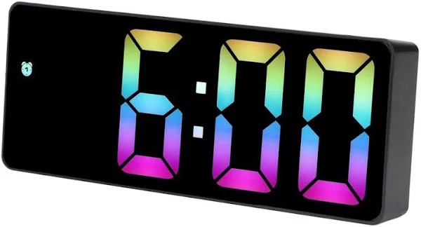 Zegar Budzik Termometr Cichy Elektroniczny Led Alarm Rgb Kolorowy Stojący