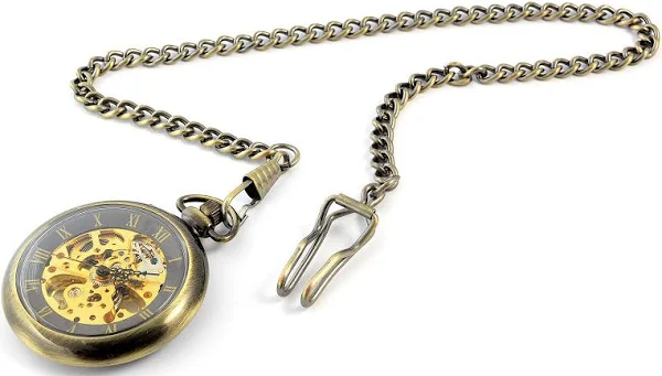 Fort Tempus Złocisty mechaniczny zegarek kieszonkowy retro