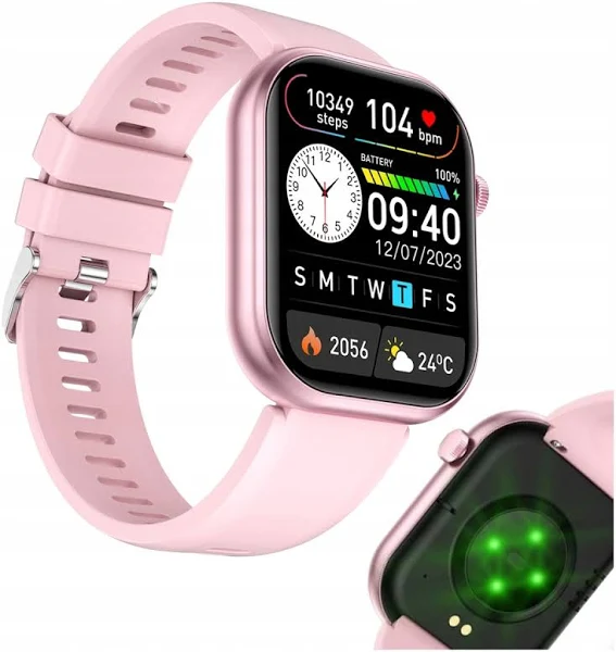 Smartwatch Zegarek Damski Różowy Krokomierz z Dużym Wyświetlaczem