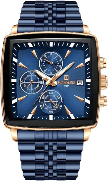 rorios męski kwadratowy zegarek analogowy kwarcowy zegarek na rękę wielofunkcyjny zegarek biznesowy prosty świecący zegarek męski z bransoletką ze