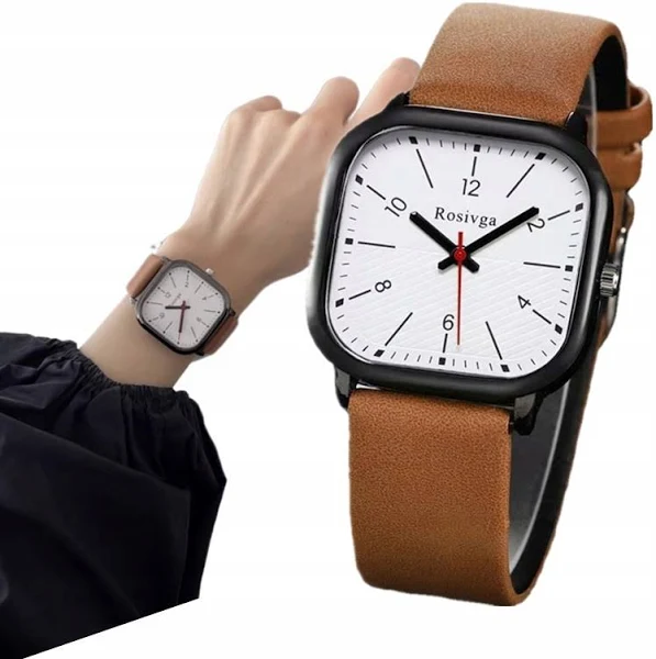 Zegarek kwadrat Na Pasku Skórzanym Klasyczny