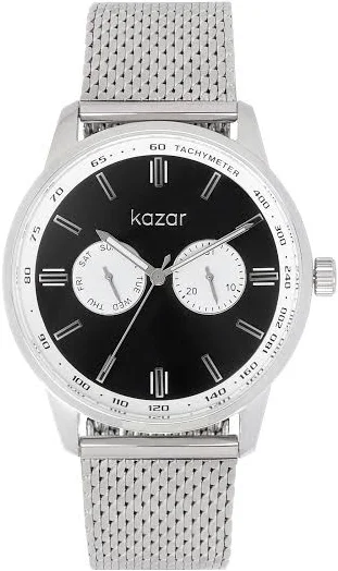 Zegarek męski z bransoletą mesh w srebrnym kolorze