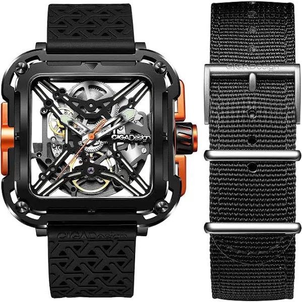 Zegarek męski Ciga Design X Series Black & Orange Skeleton Automatic X011-BLOG-W25BK