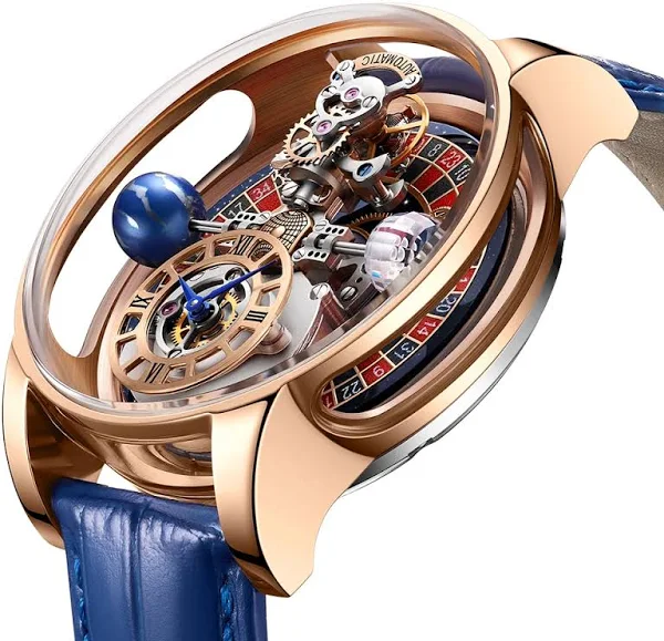 Pindu Design Męskie zegarki Motyw Niebiańska ruletka Zegarek Wypukłe lustro Przezroczysta