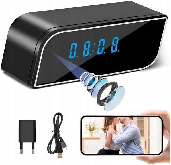 Zegar Budzik Zegarek Szpiegowski Ukryta Mini Kamera Tryb Nocny Ir Wifi