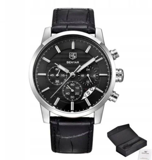 Benyar Zegarek Męski Klasyczny Chronograph+pudełko