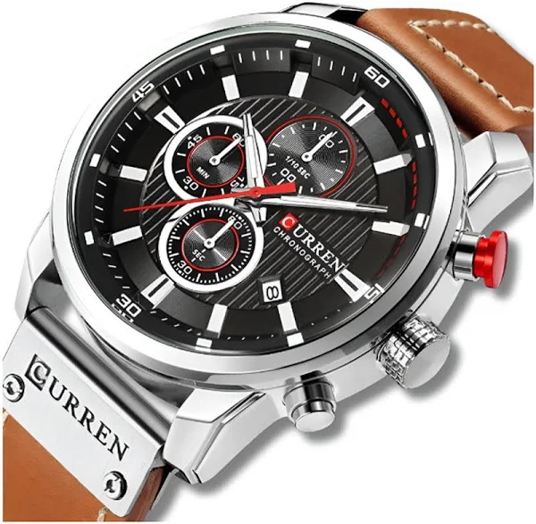 Curren Elegancki Zegarek Męski Chronograf Datownik