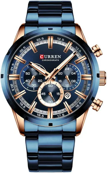 Curren męski zegarek sportowy kwarcowy chronograf zegarki na rękę ze świecącymi wskazówkami moda zegar ze stali nierdzewnej data