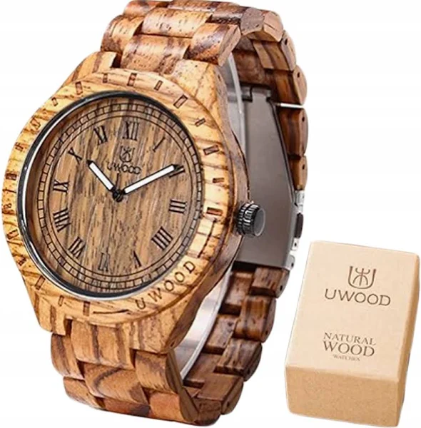 Zegarek Męski Drewniany Ekologiczny 100% Naturalny Pudełko
