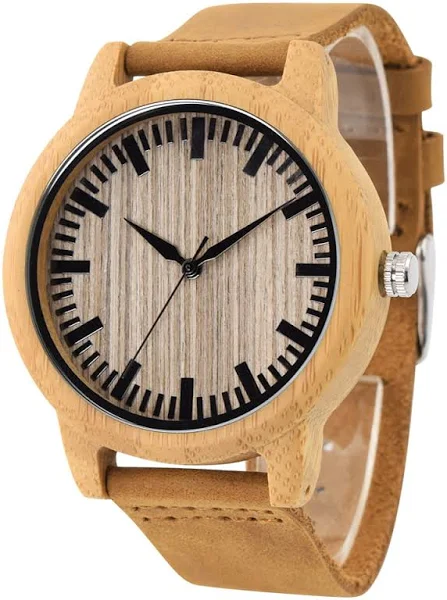 Zegarek drewniany Bewell ZS-W190-2 bambusowy z paskiem skóra Pu