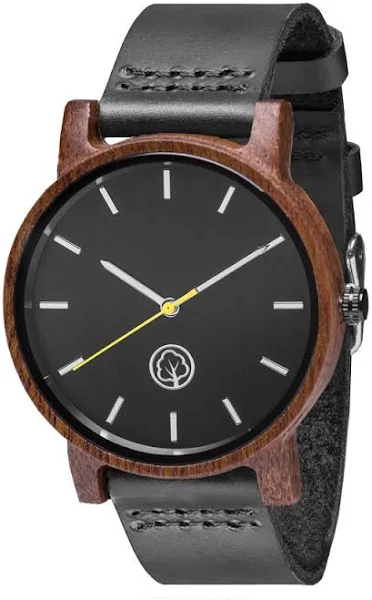 Drewniany Zegarek James Black Yellow