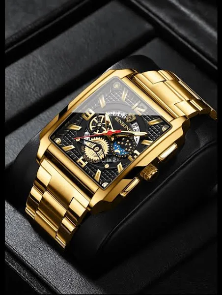 1 szt. Męski kwadratowy zegarek kwarcowy ze stali nierdzewnej z funkcją kalendarza