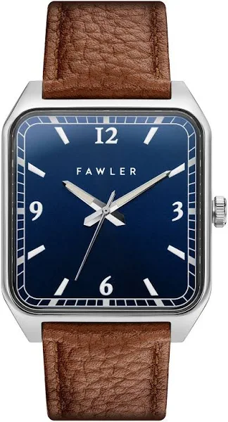 Fawler Clyde Kwadratowy Srebrzysto-Niebieski Zegarek