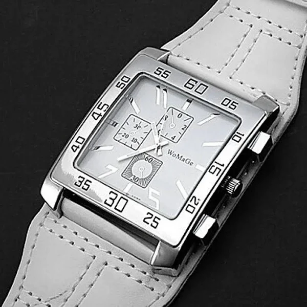 Ladies 2021 moda kwadratowy zegarek kobiety Super duży zegarki biały szeroki pasek zegarki kwarcowe Womage