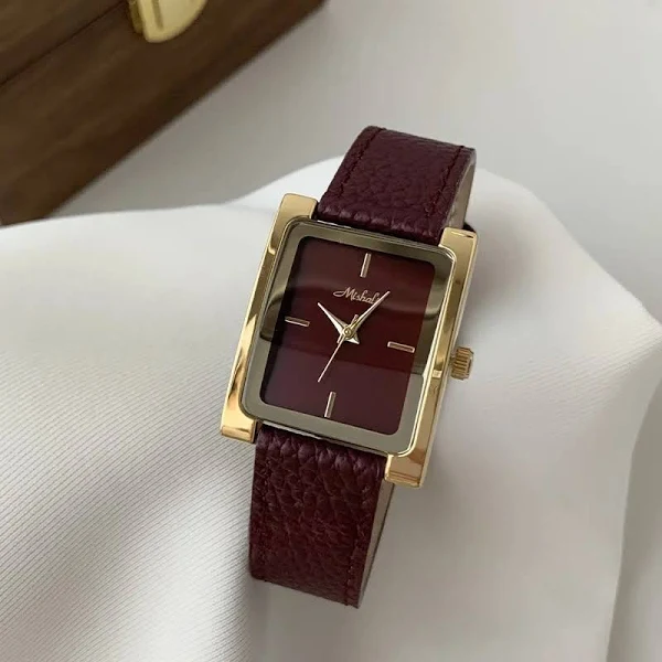 2025 nowy kwadratowy damski zegarek kwarcowy ze skóry