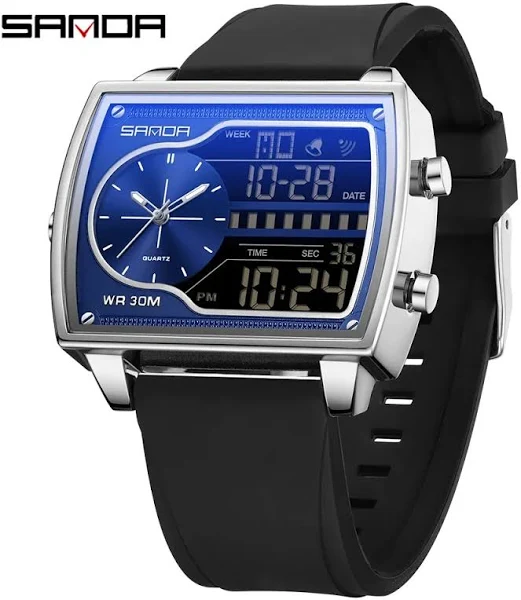 SANDA 6163 męski kwarcowy kwadratowy zegarek odliczanie