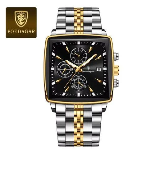 Luksusowy Zegarek Męski Na Bransolecie Kwadratowy Plus Gratis