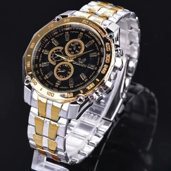 ORLANDO zegarki luksusowe złote zegarki mężczyźni zegarki kwarcowe ze stali nierdzewnej mężczyźni