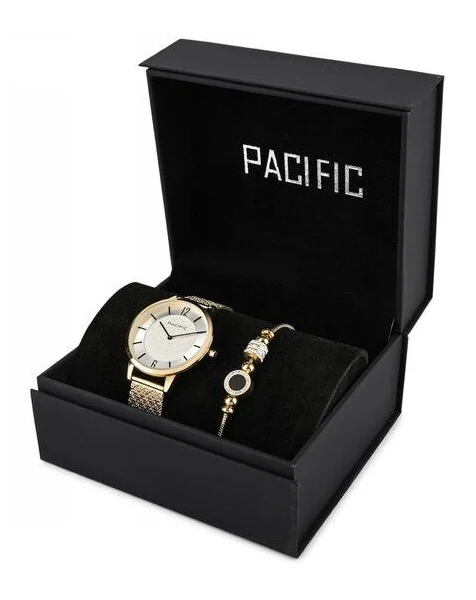 Komplet złoty zegarek damski bransoletka Pacific