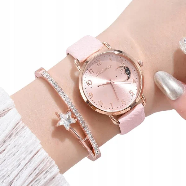 P1 Zestaw Zegarek Damski Skórzany Bransoletki Boho