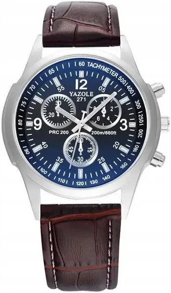 Zegarek Elegancki MĘSKI KWARCOWY Casual ekoskóra PASEK Elegancki Brązowy