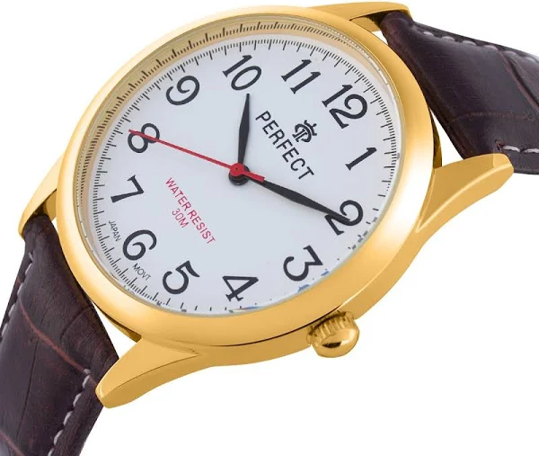 Zegarek męski klasyczny kwarcowy pasek skórzany analog Perfect