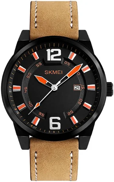 Zegarek męski Skmei analogowy pasek skóra brązowy