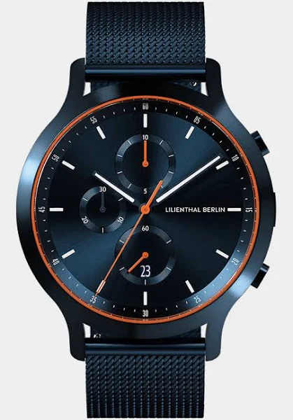 Męski Zegarek Chronograf Niebieski Koperta ze Stali Chirurgicznej Szkło Szafirowe