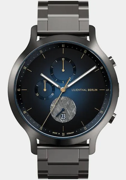 Męski Zegarek Chronograf Szaro Niebieski Koperta ze Stali Chirurgicznej