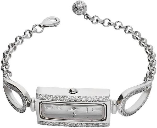 Zegarek srebrny z prostokątną tarczą z cyrkoniami AT Z0034-B próba 925