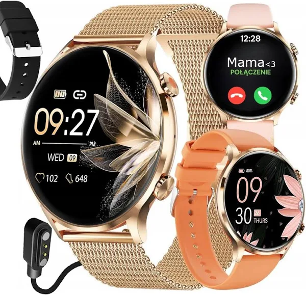 Smartwatch Damski Zegarek Wodoodporny Menu Pl Rozmowy Smart Watch 4 Paski