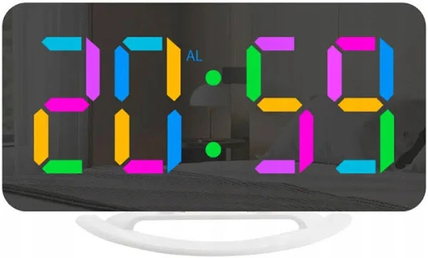 Zegar Cyfrowy Nowoczesny Elektroniczny Stojący Budzik Led Rgb