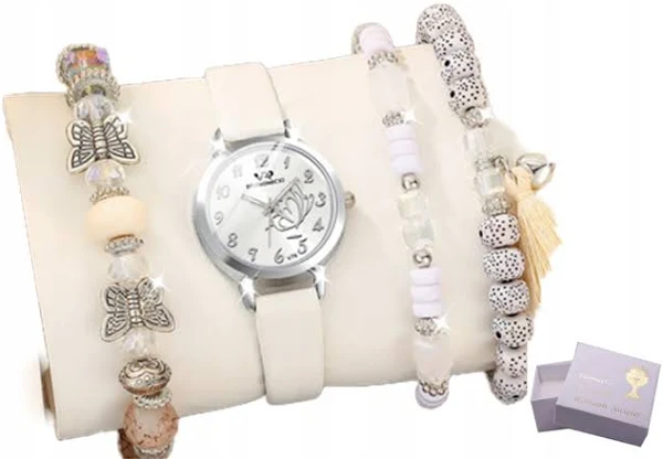 Zegarek Z Motylkiem Boho 3 Bransoletki Pudełko Komunia Gift C3919