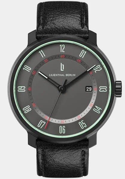 Lilienthal Zegarek Automatyczny Męski Szary Skórzany Pasek