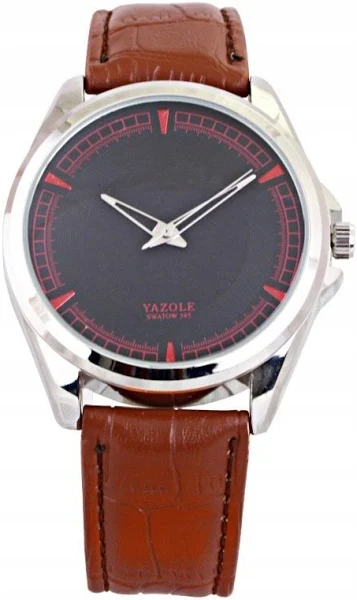 Zegarek męski yazole czarna tarcza brązowy pasek ZM187CZBR